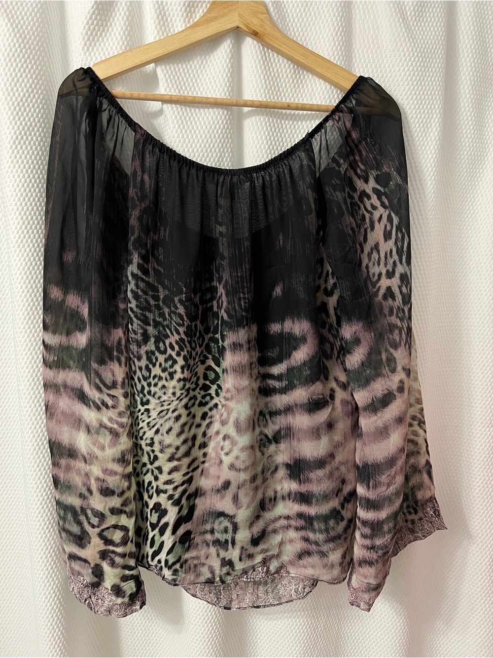 Boston Proper Sheer Cheetah 🐆 Animal-Print Peasant Blouse - Small - Picture 2 of 7